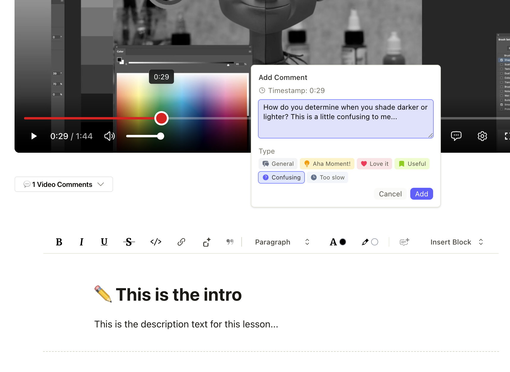 Timeline Comments